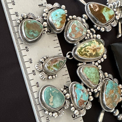Royston Turquoise Navajo Squash Sterling Silver Naja Necklace Earrings 18229