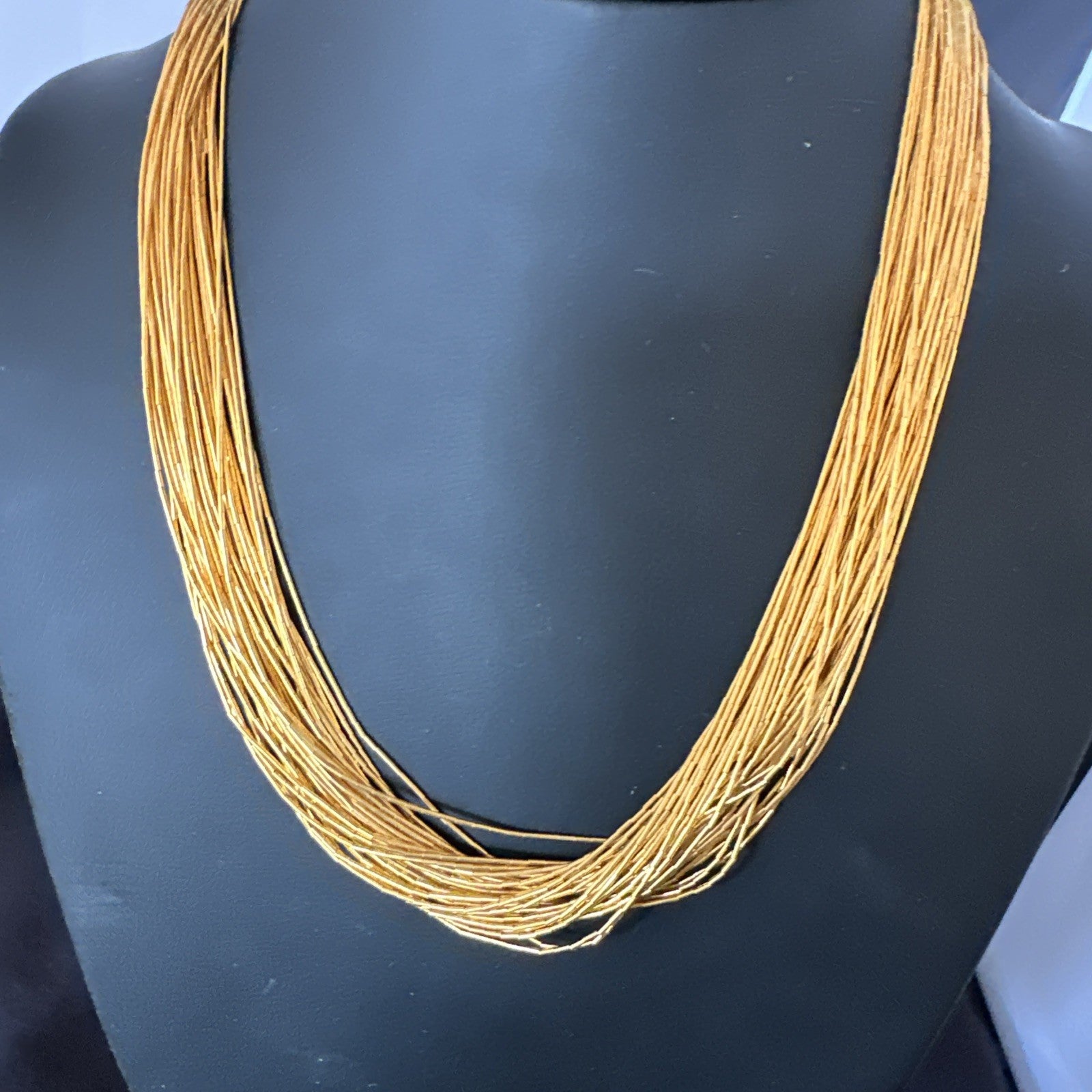 Gold Filled Heishi Tubes 40 Strand 18” Liquid Sterling Silver Necklace 19360