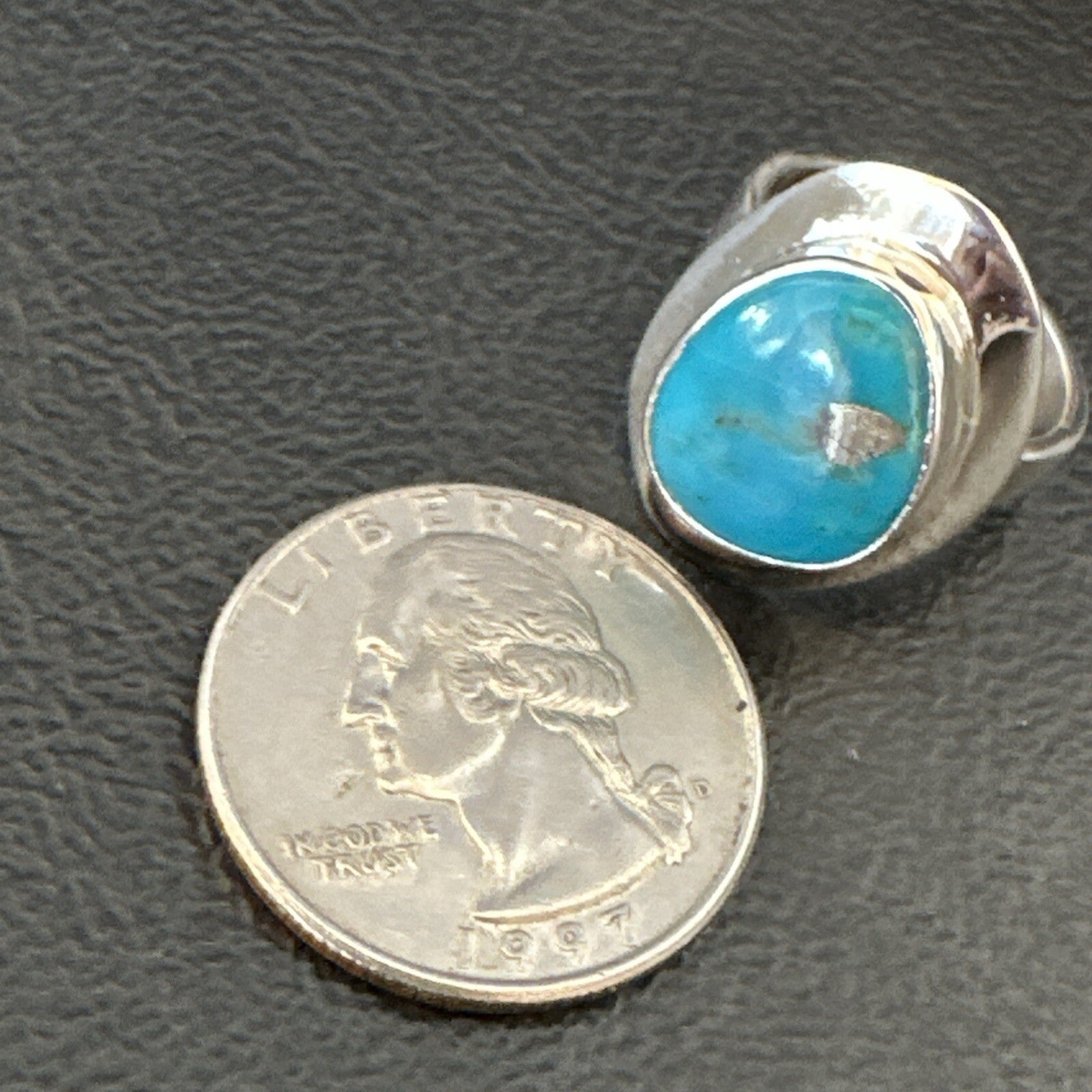 Southwestern Sterling Silver Blue Kingman Turquoise Ring Size 6 18534