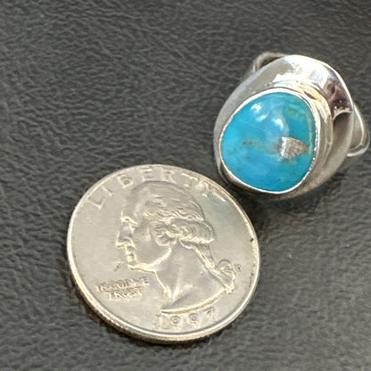 Southwestern Sterling Silver Blue Kingman Turquoise Ring Size 6 18534
