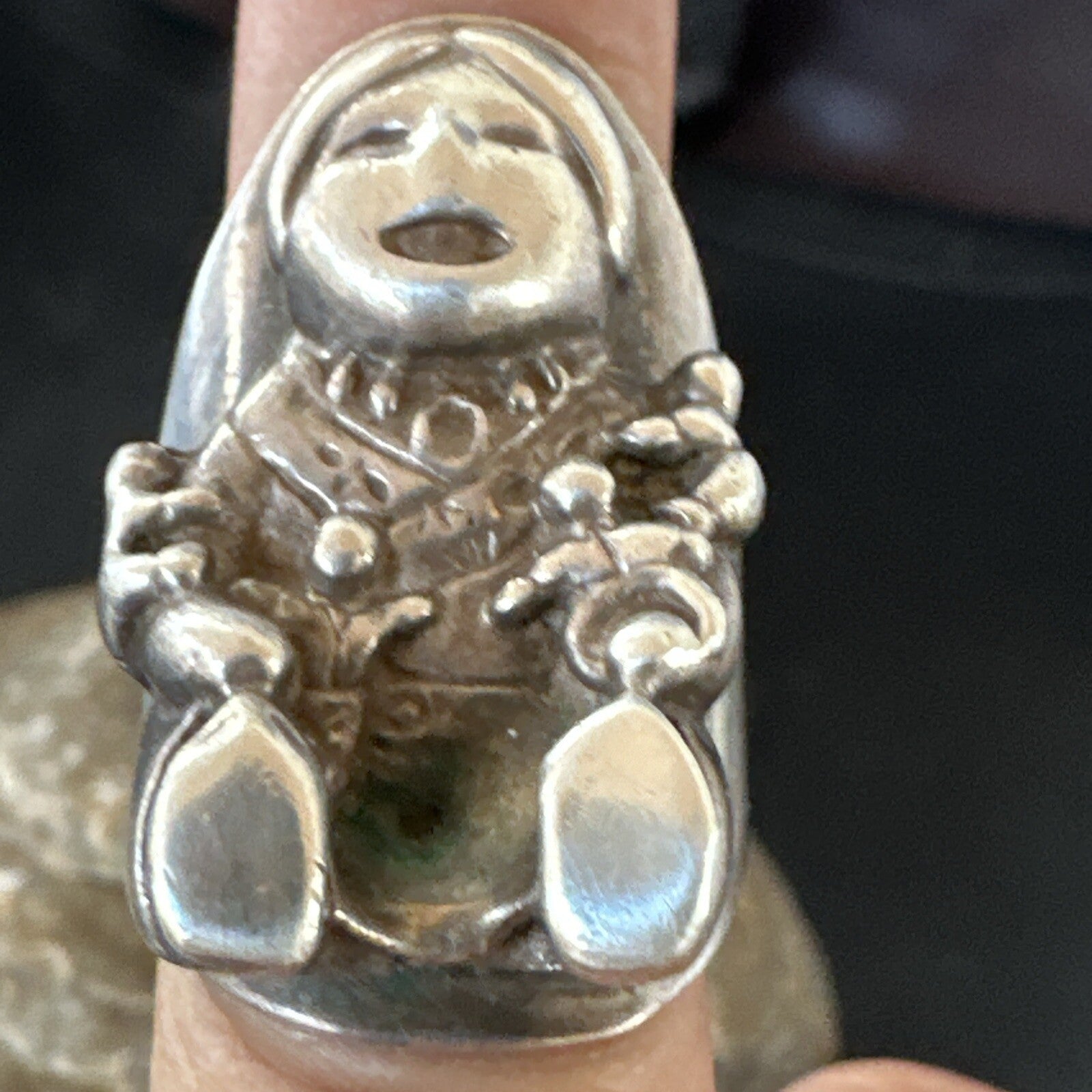 XL Mens Womens Storyteller Old Pawn Navajo Sterling Silver Ring Size 7 18116
