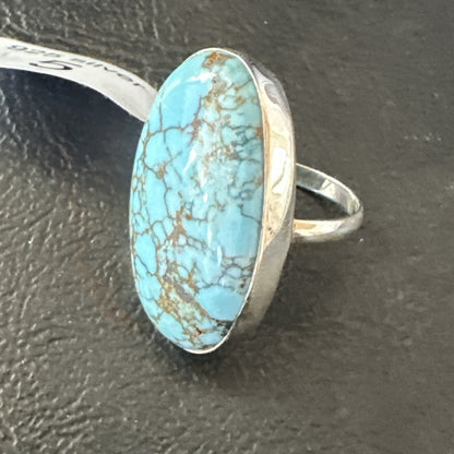 Blue Turquoise#8 Southwestern Sterling Silver Ring Size 5 19728
