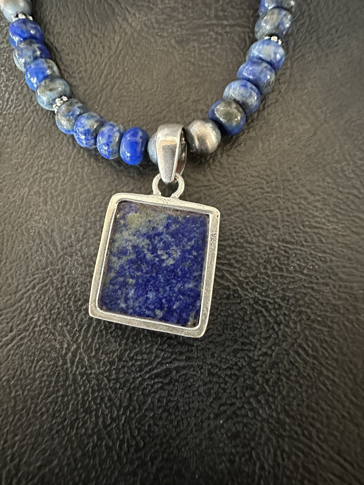 Mens Womens Blue Lapis Navajo Sterling Silver Cluster Pendant Necklace 21” 18341