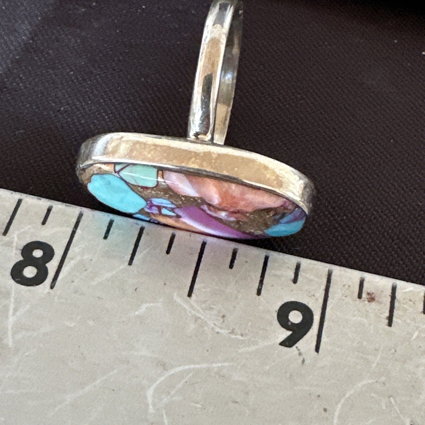 Blue Turquoise Spiny Oyster Navajo Sterling Silver Ring Size 8 18234
