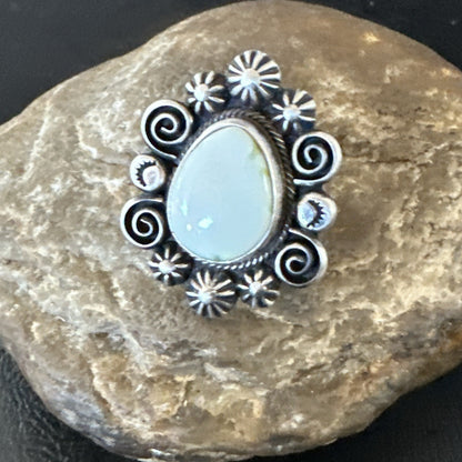 Women Blue Dry Creek Turquoise Navajo Sterling Silver Ring Sz 9 17773