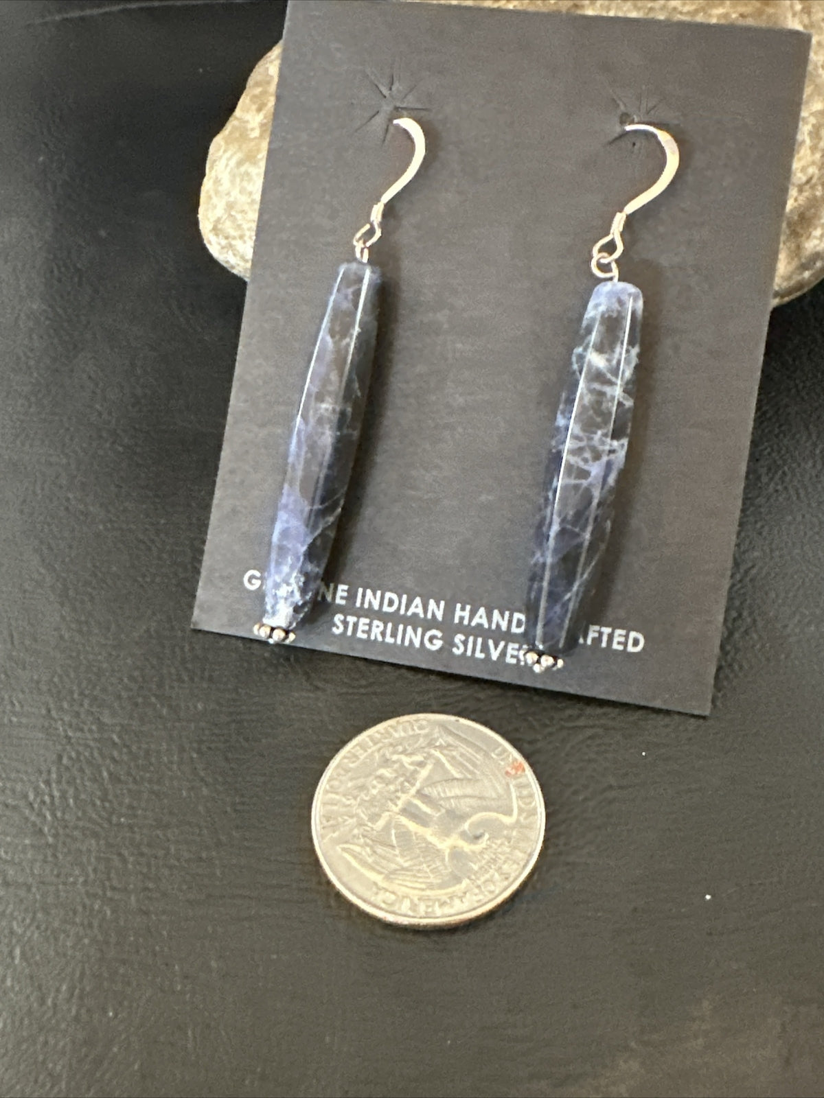 Navajo Blue Labradorite Sterling Silver Dangle Bead Earrings 2041