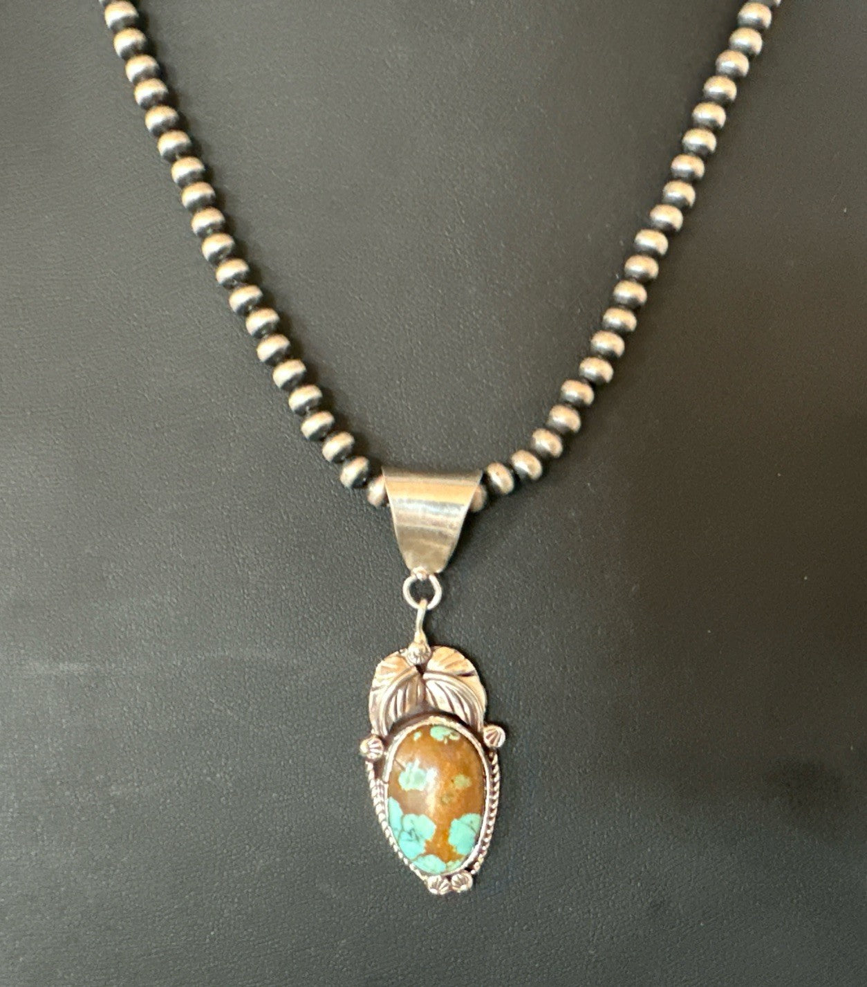 Men Women Blue Turquoise#8 Pendant Navajo Sterling Silver Necklace 19663