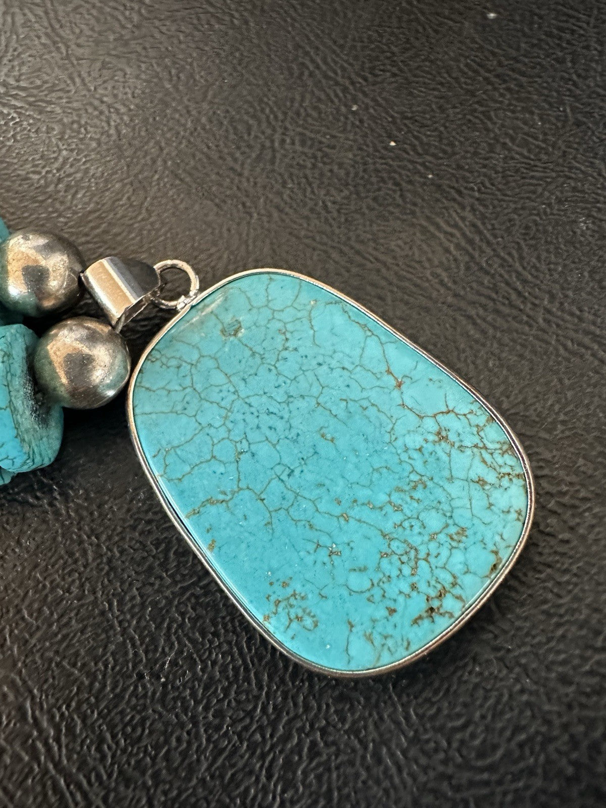 Old Pawn Turquoise Necklace Heavy Blue Old Pawn Santo Domingo Southwest 19442