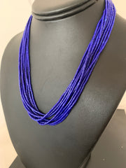 Blue Lapis Stabilized Heishi 10 Strand Necklace 19" | Sterling Silver | Authentic Native American Handmade | 2018