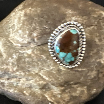 Blue Turquoise #8 Navajo Sterling Silver  Ring Size 6 18826