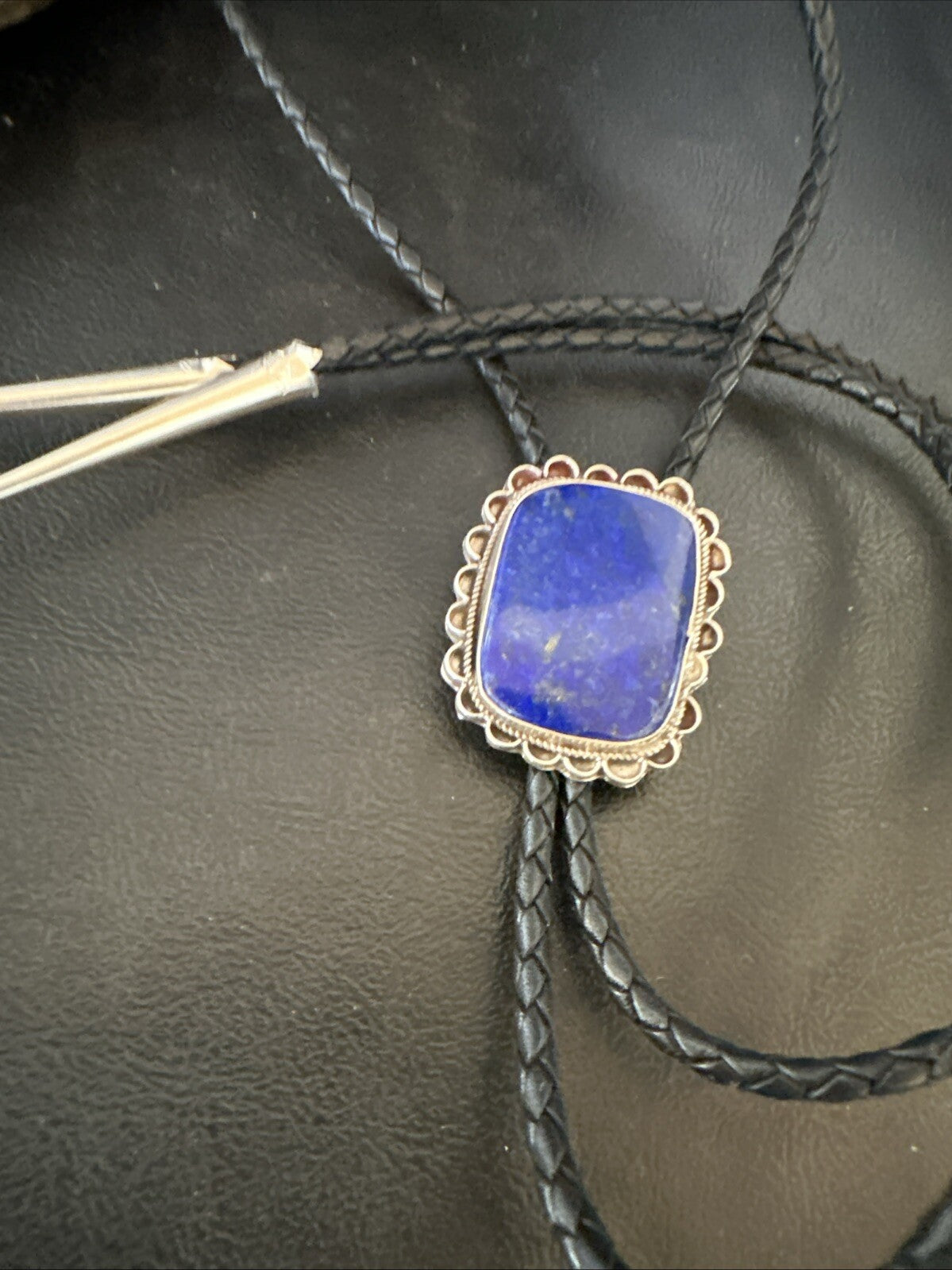Mens Blue Lapis Lazuli Navajo Sterling Silver Bolo Tie 18660