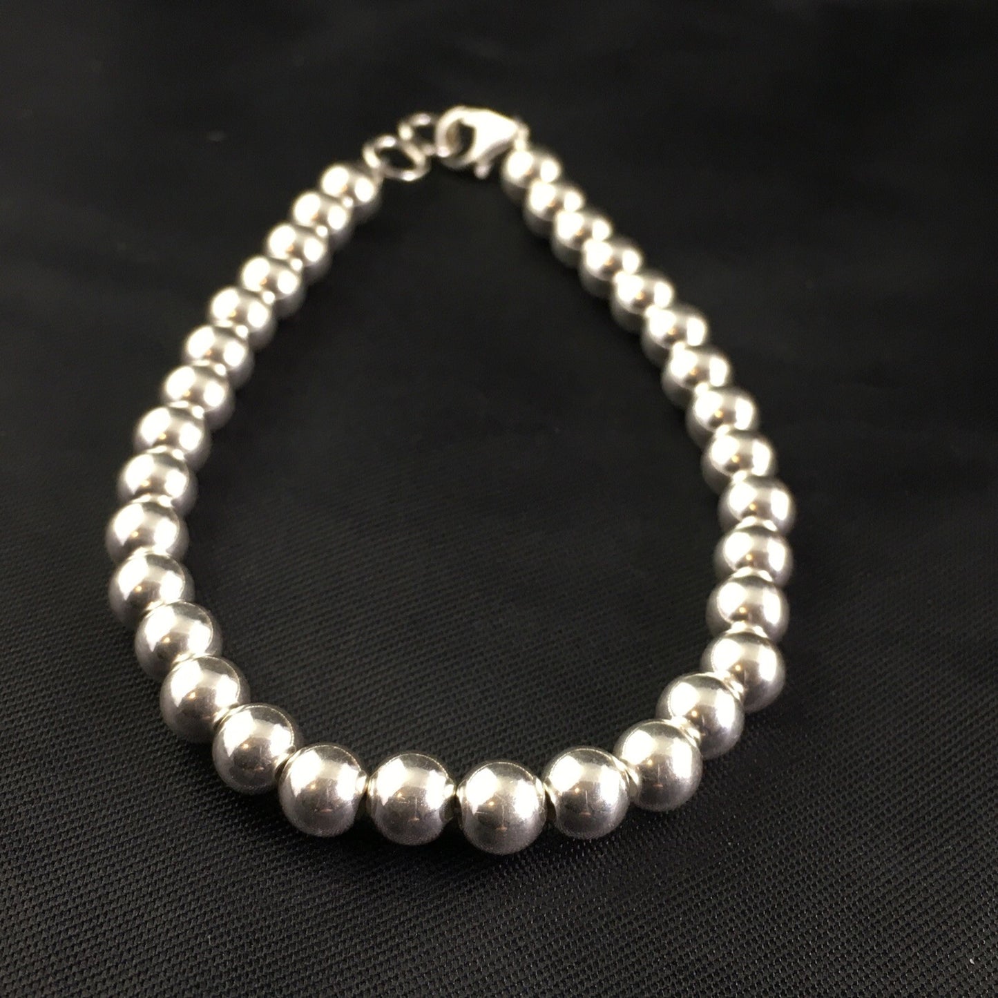 Native American Navajo 7.75” Sterling Silver Beads Bracelet 90108