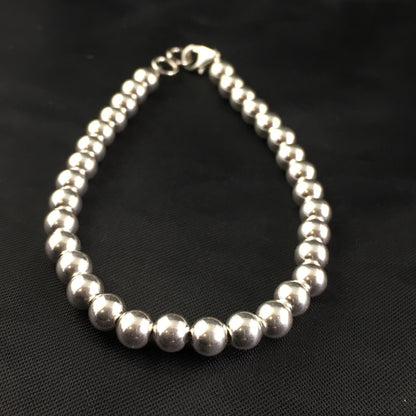 Native American Navajo 7.75” Sterling Silver Beads Bracelet 90108