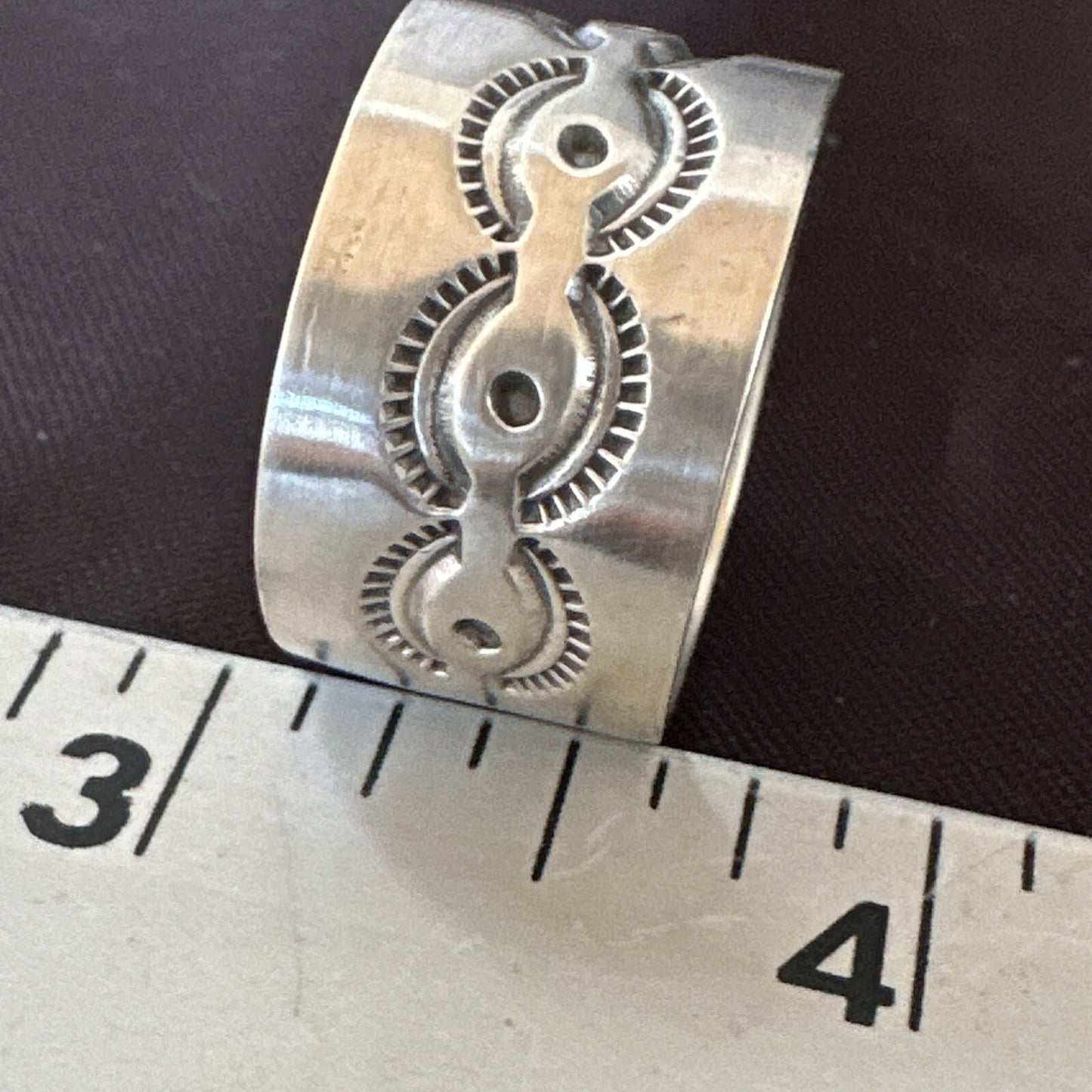 Mens  Wedding Wide Band Navajo Stamped Sterling Silver Ring Size 12 17998