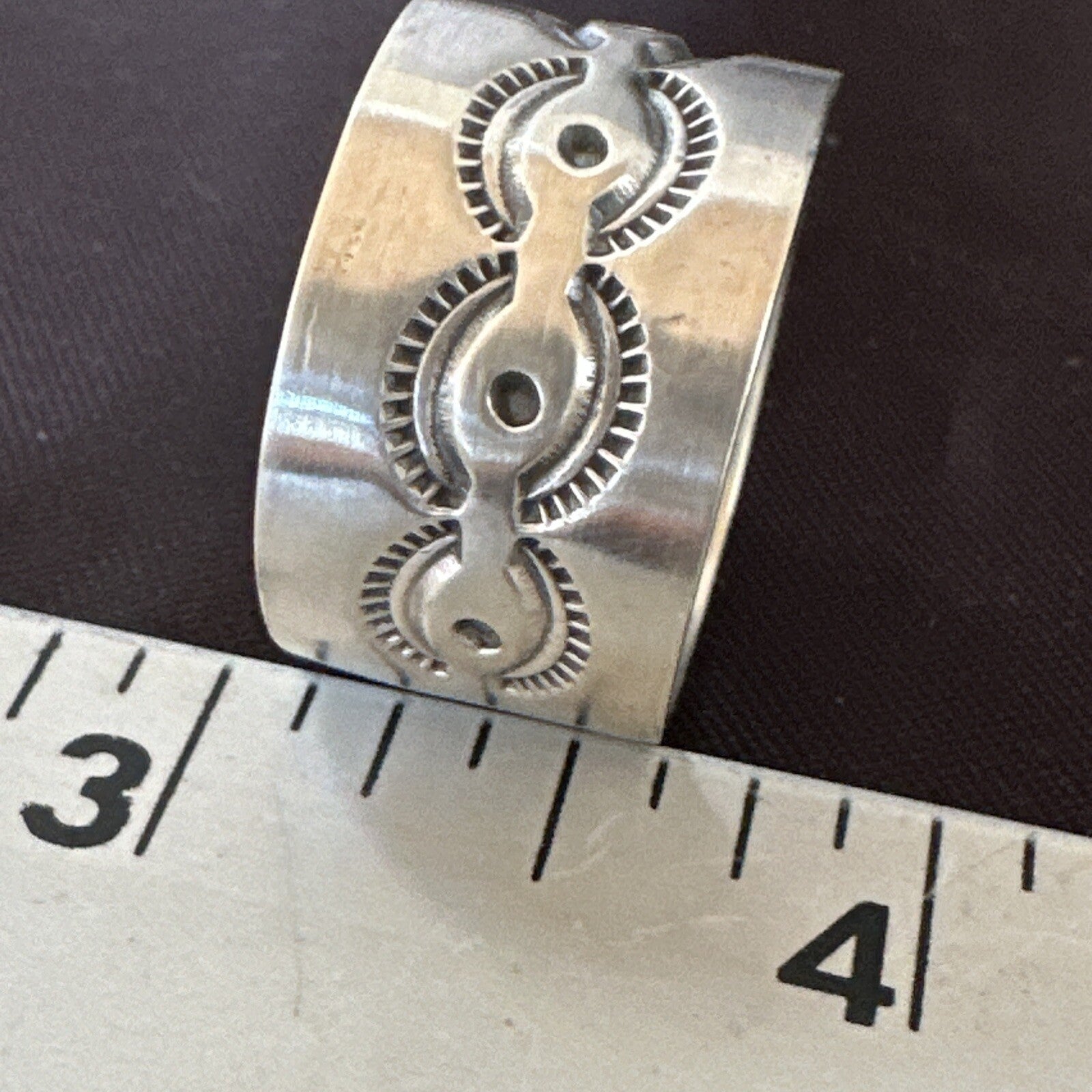 Mens  Wedding Wide Band Navajo Stamped Sterling Silver Ring Size 12 17998