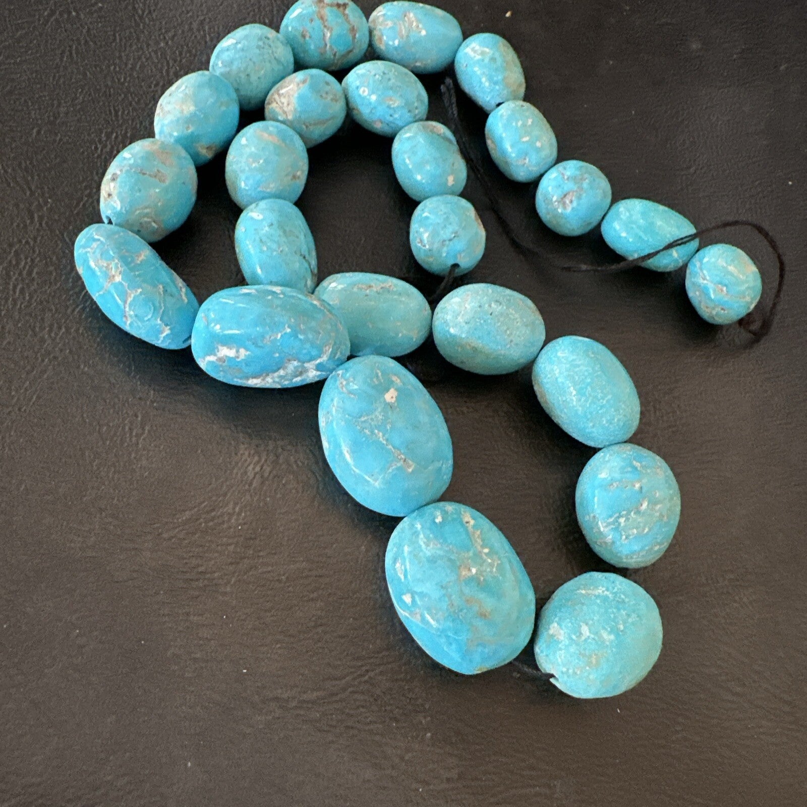 Authentic Blue Sleeping Beauty Graduated Turquoise Nugget Strand 18” 18499