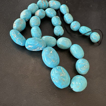 Authentic Blue Sleeping Beauty Graduated Turquoise Nugget Strand 18” 18499