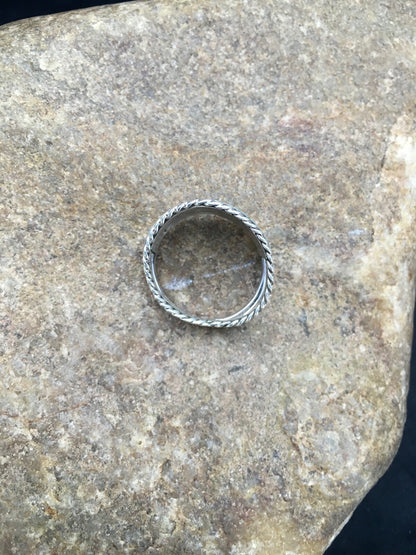 Native American Navajo Sterling Silver Blue Opal Inlay Ring Set7.75 02785