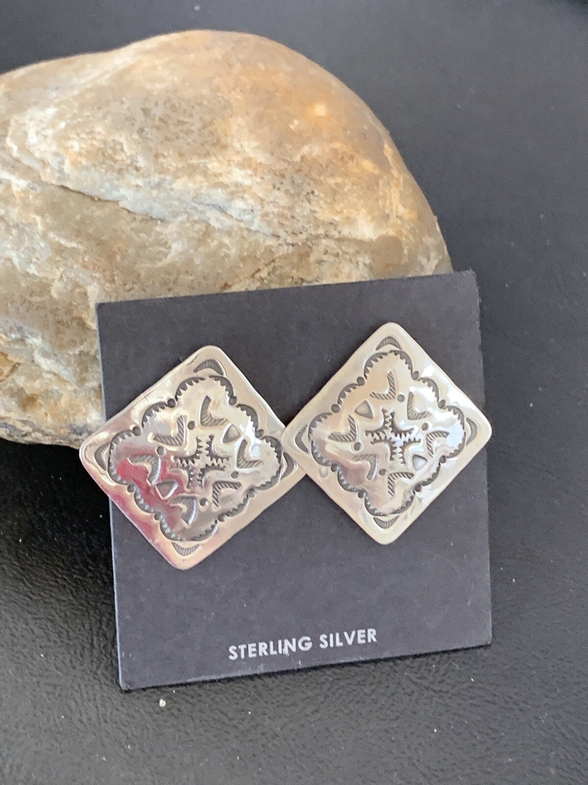 Womens Southwestern Sterling Silver Post Earrings 01655