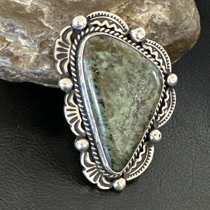 H Joe Mens Womens Navajo Sterling Silver Green Turquoise Ring Size 9 19357