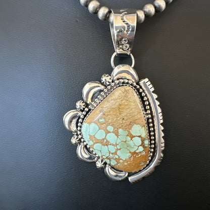 WoMens Royston Turquoise Pendant Navajo Pearls Sterling Silver Necklace 18749