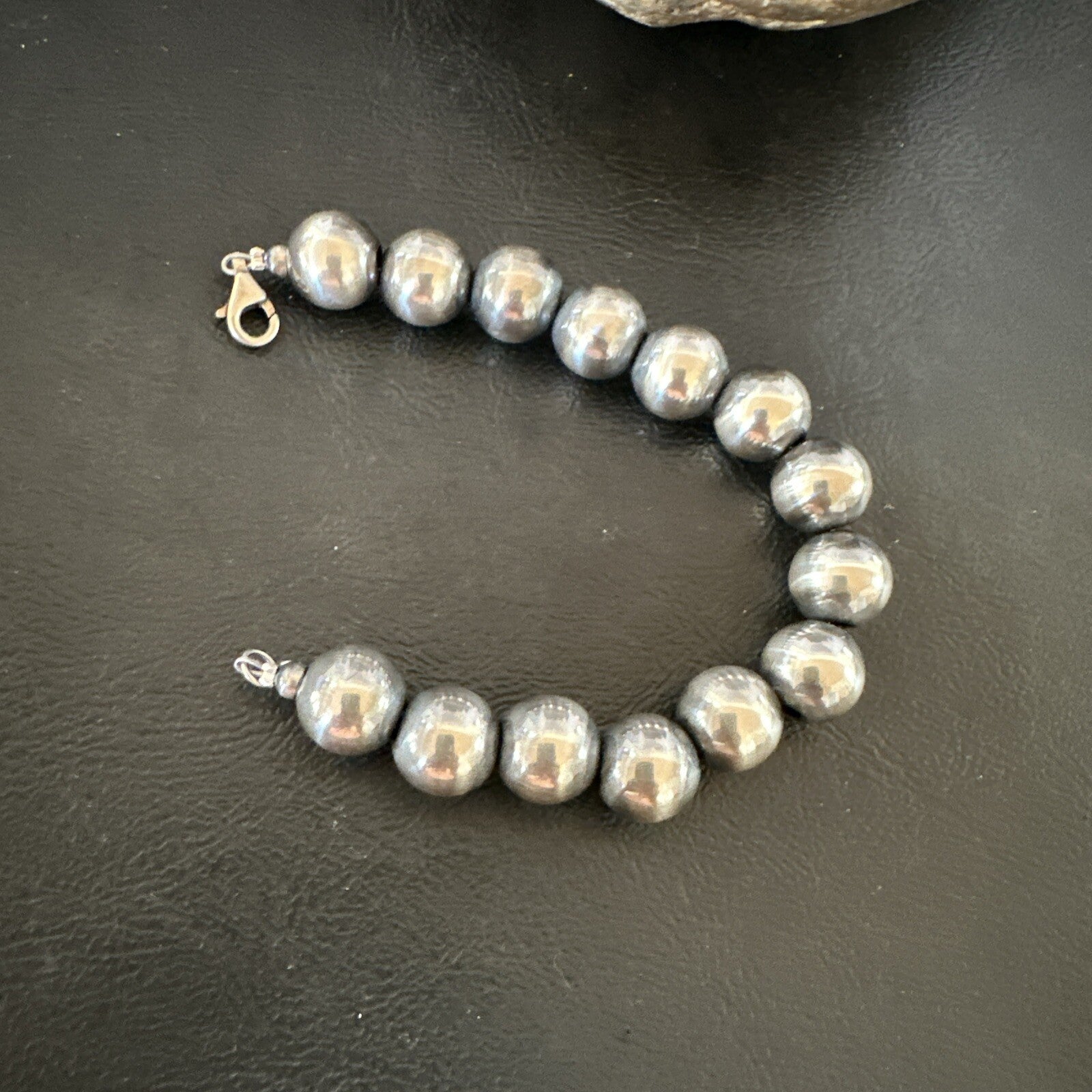 12mm Round Beads 7” Sterling Silver Beads Bracelet 91207
