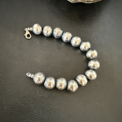 12mm Round Beads 7” Sterling Silver Beads Bracelet 91207