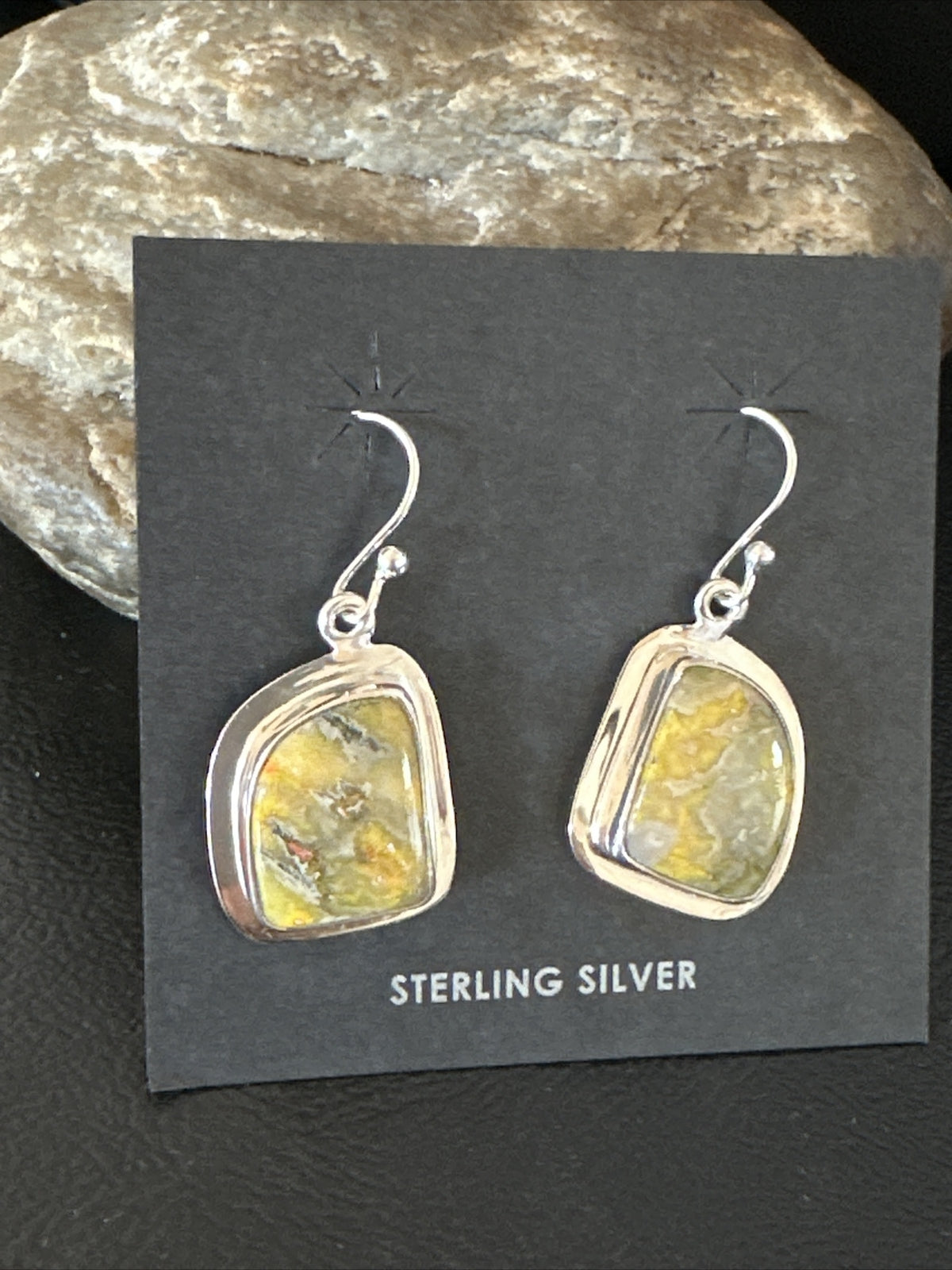Womens Bumblebee Jasper Navajo Sterling Silver Earrings 15833