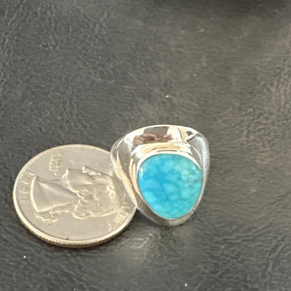 Southwestern Sterling Silver Blue Kingman Turquoise Ring Size 6 18533