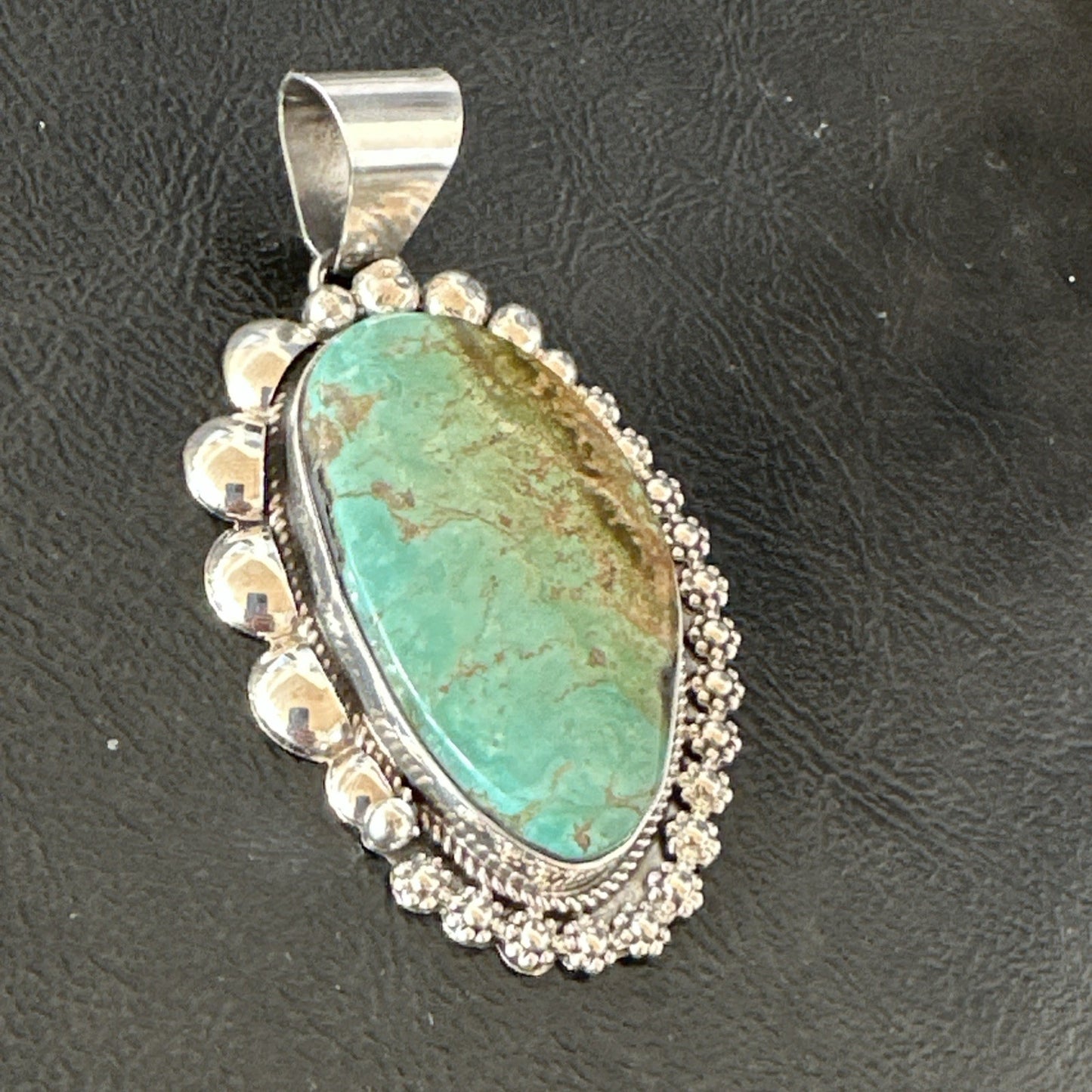 Men Women Green Royston Turquoise Pendant Navajo Sterling Yazzie 19523