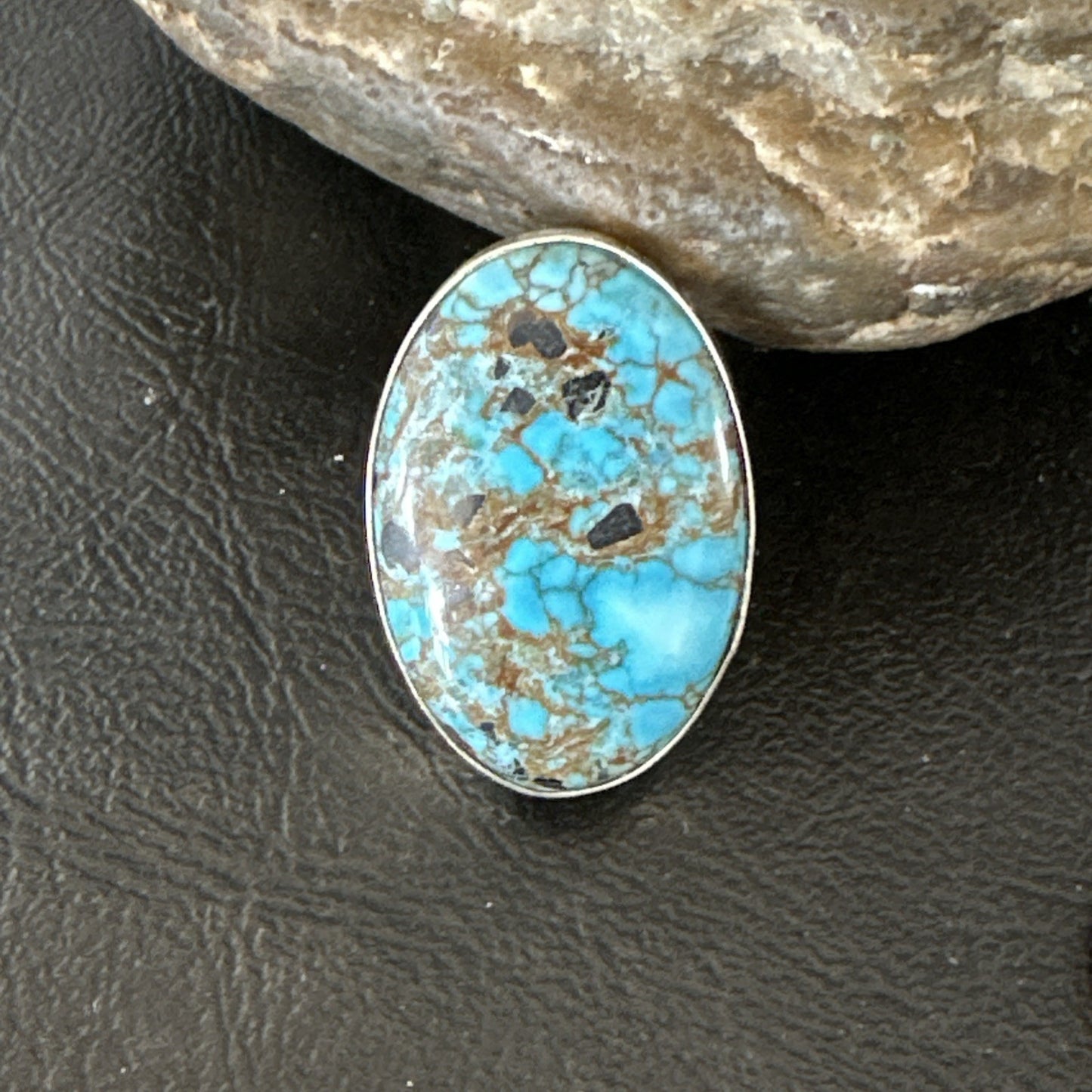 Blue Turquoise#8 Southwestern Sterling Silver Ring Size 7 19738