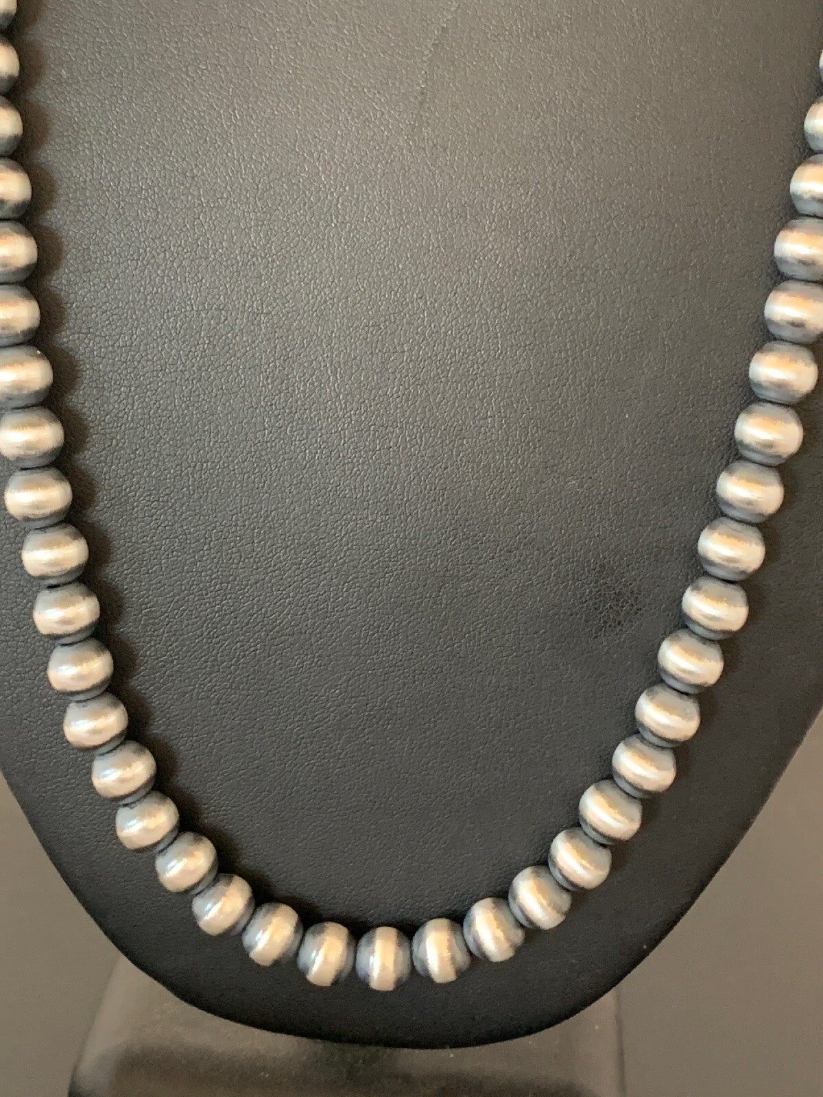 Native American 8mm Sterling Silver Navajo Pearls 23" Single Strand Necklace