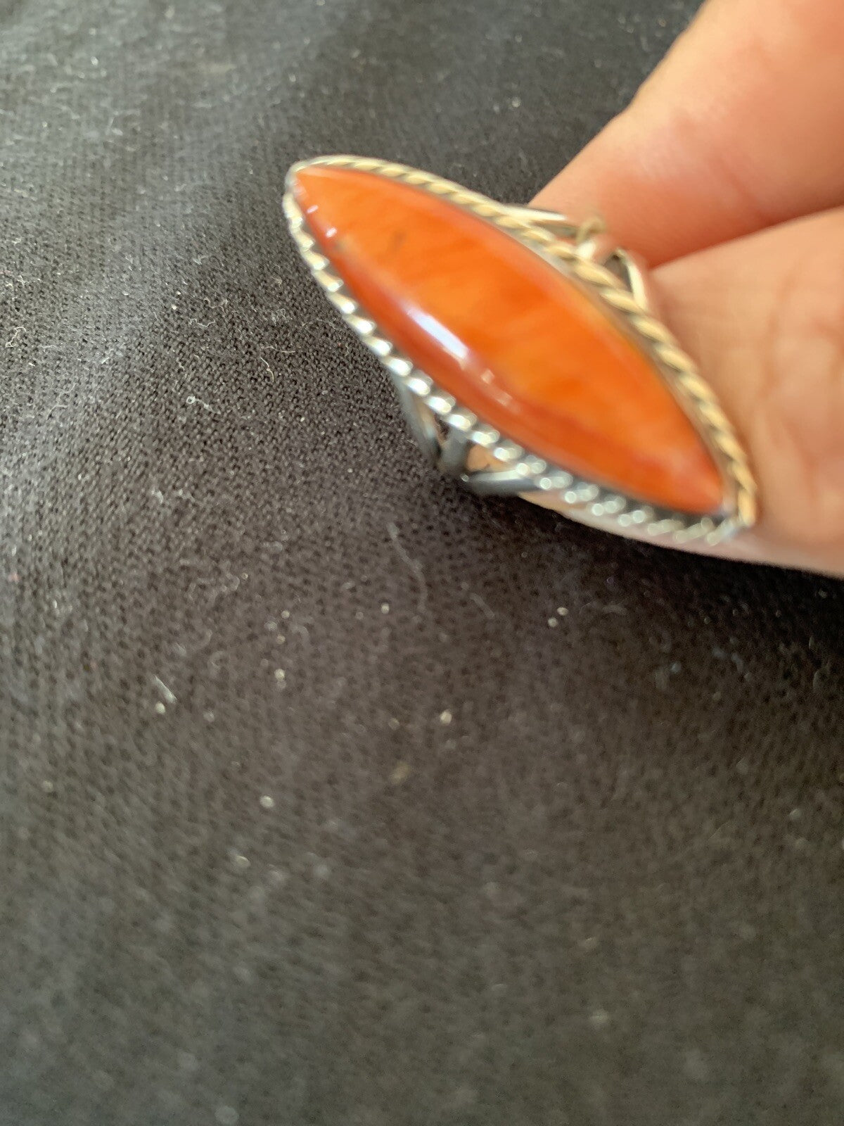 Red Spiny Oyster Navajo Sterling Silver Ring Size 5.5 14693