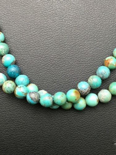Navajo Blue Turquoise Necklace 2 Strand Sterling Silver 8960