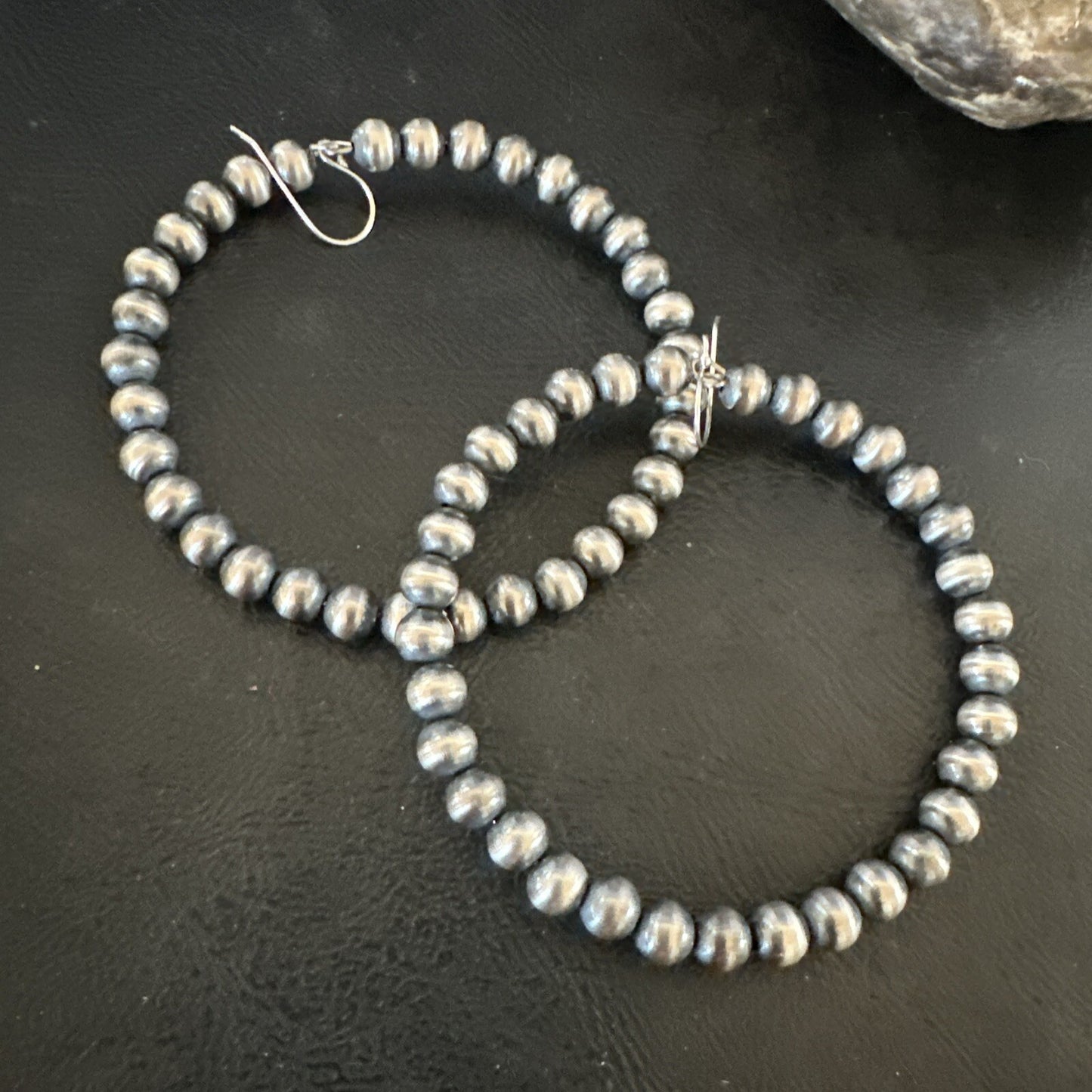 6mm Sterling Silver Beads Stainless Steel Wire Earrings 2.5” 17786