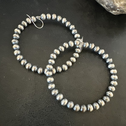 6mm Sterling Silver Beads Stainless Steel Wire Earrings 2.5” 17786