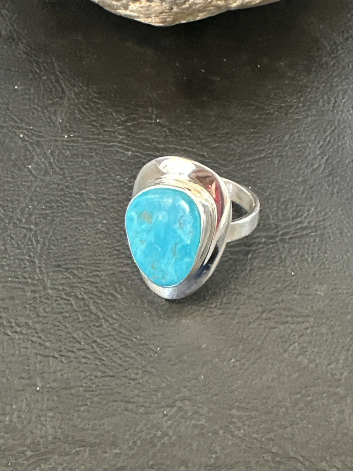 Sterling Silver Blue Kingman Turquoise Ring Size 10 17679