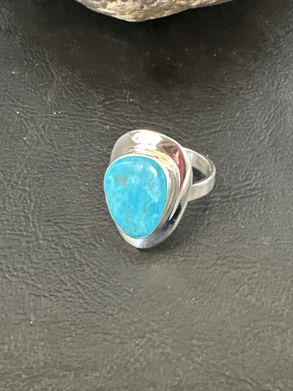 Sterling Silver Blue Kingman Turquoise Ring Size 10 17679