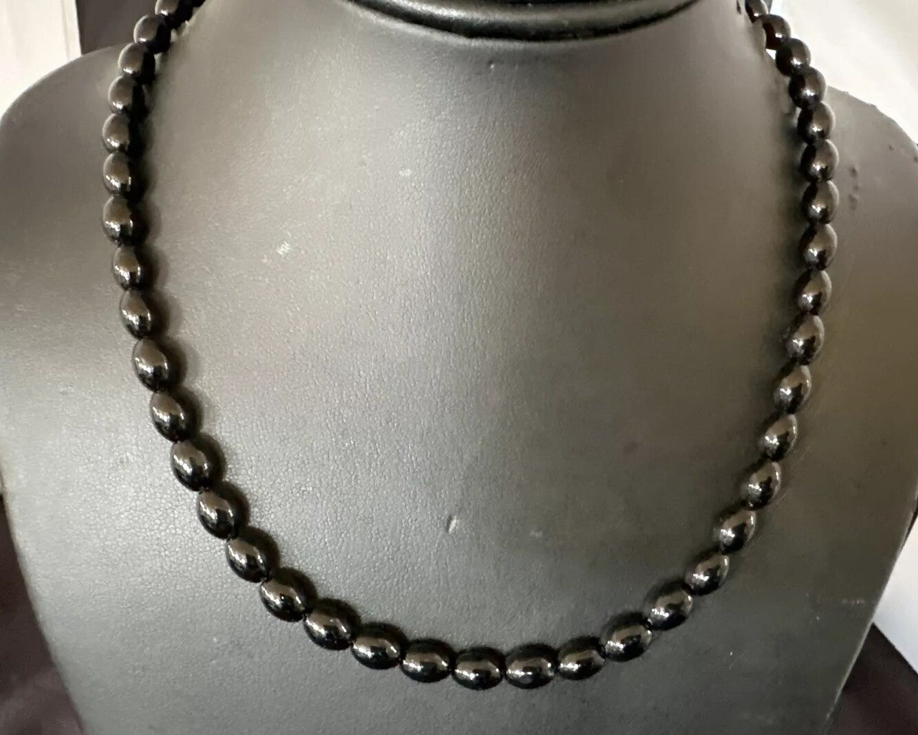 Mens Women Melon Beads Black Onyx Navajo Sterling Silver Necklace 18” 17921