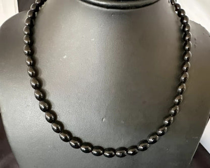 Mens Women Melon Beads Black Onyx Navajo Sterling Silver Necklace 18” 17921