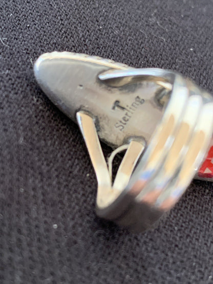 Red Spiny Oyster Navajo Sterling Silver Ring Size 5.5 14693