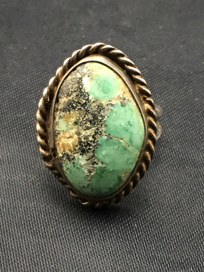 Native Blue Turquoise Navajo Sterling Silver Old Pawn Ring Sz 4.25 4408
