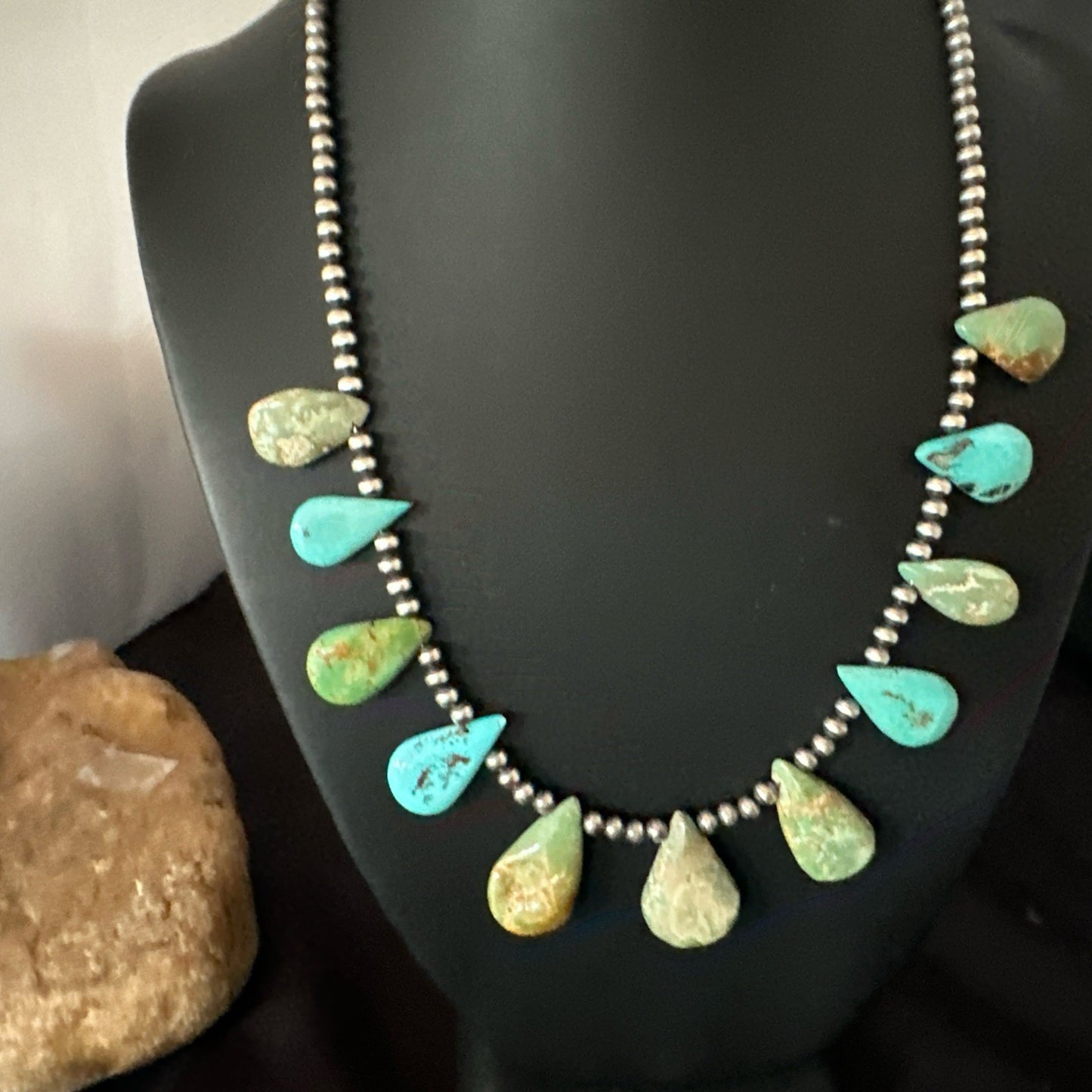 Navajo Pearls Sterling Silver Royston Turquoise 20" Necklace 19232