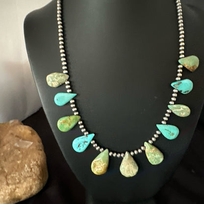 Navajo Pearls Sterling Silver Royston Turquoise 20" Necklace 19232
