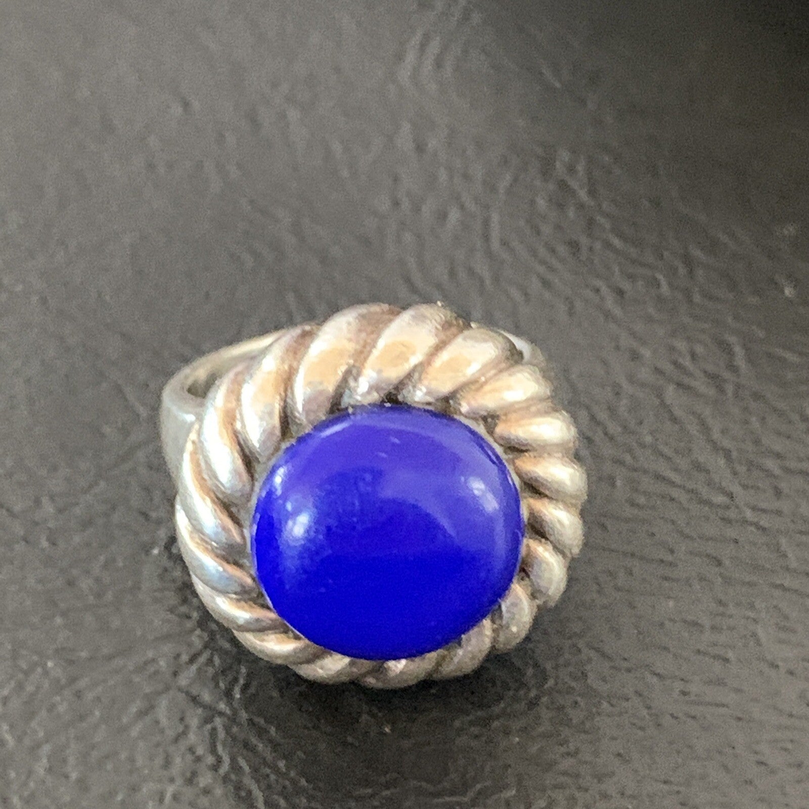 Blue Lapis Navajo Sterling Silver Old Pawn Ring Size 5 10378