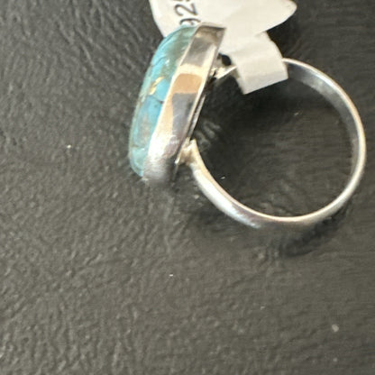 Blue Turquoise#8 Southwestern Sterling Silver Ring Size 7 19740