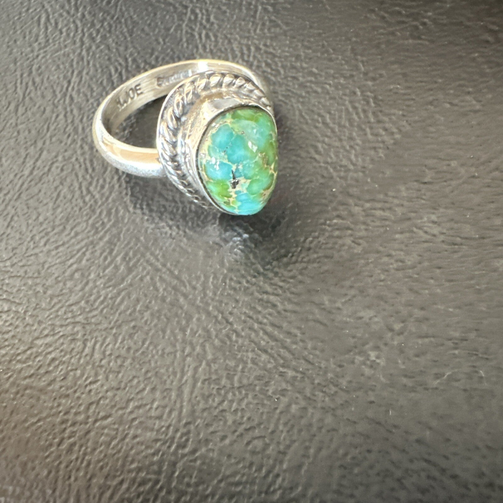 Womens Blue Sonoran Turquoise Navajo Sterling Silver Ring Size 10 18003