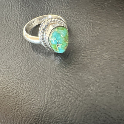 Womens Blue Sonoran Turquoise Navajo Sterling Silver Ring Size 10 18003