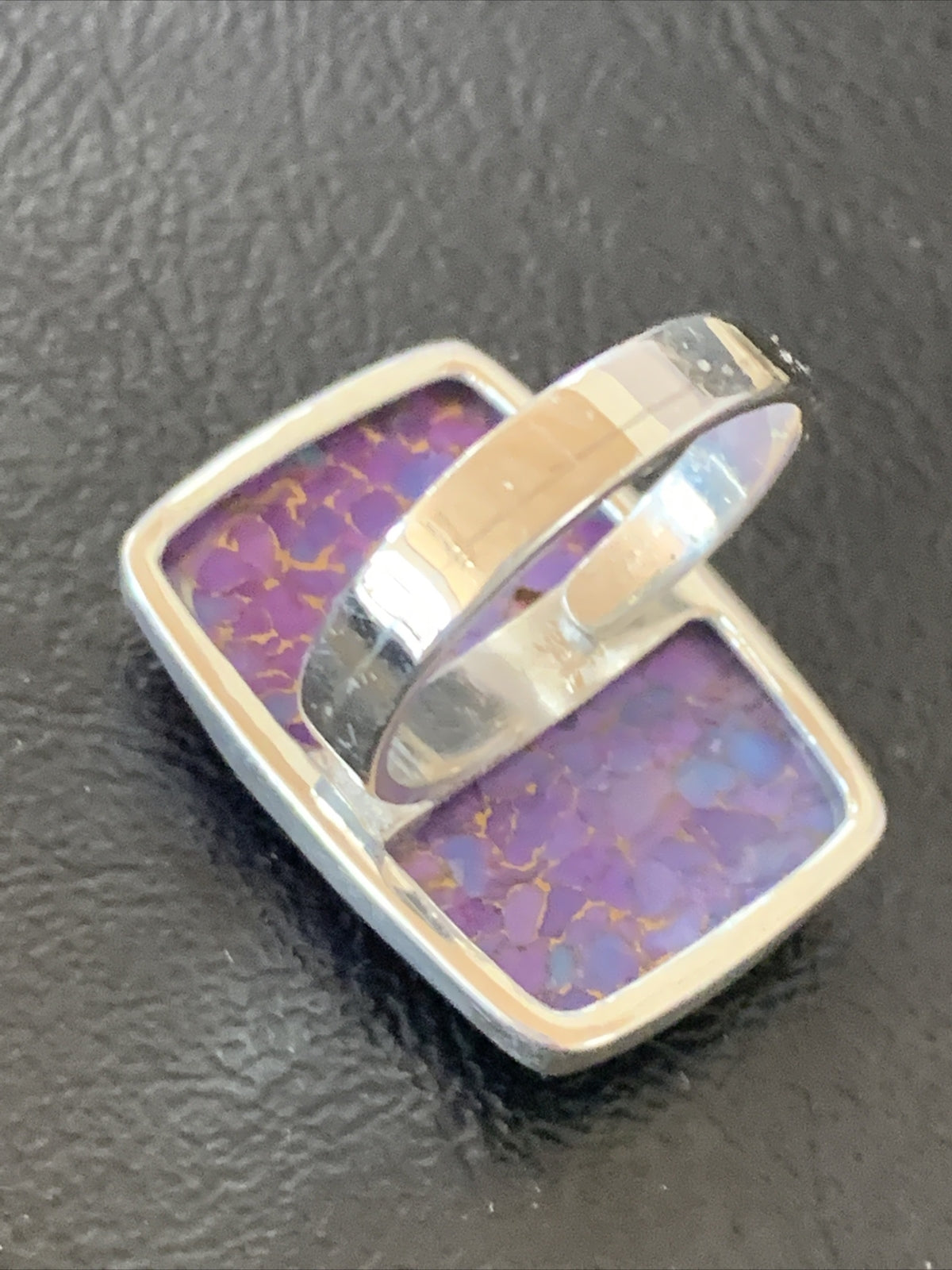 Purple Mohave Turquoise Navajo Sterling Silver Ring Size 8.5 Adjustable 11797