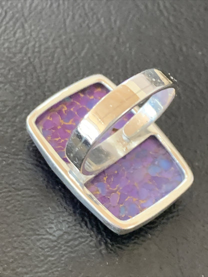 Purple Mohave Turquoise Navajo Sterling Silver Ring Size 8.5 Adjustable 11797